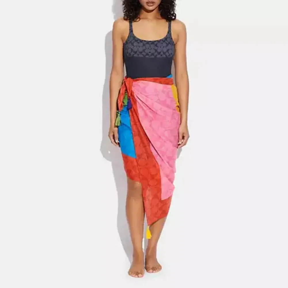 Authentic NWT Color block Signature Sarong Coach Scarf ((RARE))